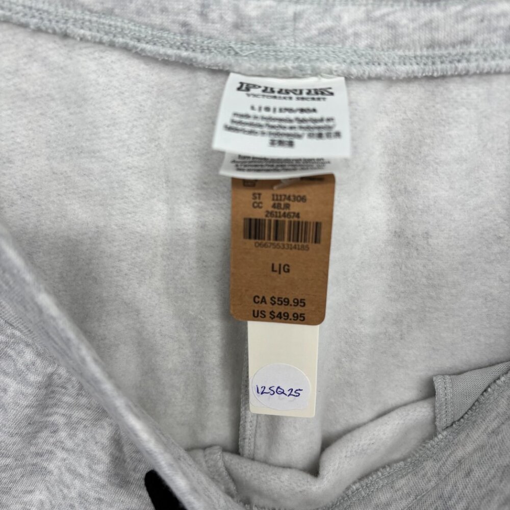 Victoria's Secret PINK Fleece Drawstring Logo Skinny Jogger Light Gray Sze L NWT - Picture 5 of 6